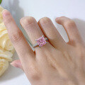 wholesale 925 Sterling Silver Fashion Crystal Jewelry European and American Geometric Diamond-Cut Pink Zircon Ring-0-3