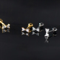 wholesale Sterling Silver S925 Threaded Bow Diamond Stud Earrings, Ins Style Small and Dainty Student Women Earrings M02919-S925 silver pair silver 925 silver