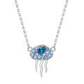 wholesale S925 silver fashion designer jellyfish style necklace set with natural topaz gemstone pendant-0-6
