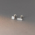 wholesale S925 Sterling Silver Diamond-Inlaid Square Threaded Stud Earrings with Ins Style Design for Women M03229-0-0
