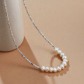 wholesale 990 Sterling Silver Natural Pearl Pendant Necklace For Women-0-1
