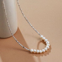 wholesale 990 Sterling Silver Natural Pearl Pendant Necklace For Women-1309DZ-Necklace-S990 Pure Silver