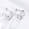 wholesale S925 Sterling Silver Minimalist Cross Line Earrings for Women, Versatile Plain Silver Earrings, Physical Store Order Style-0-1
