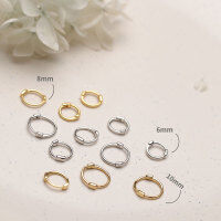 wholesale Metal S925 Silver Round Ear Hoop Women Korean Style Simple and Small Geometric Circle Ear Clasp-S925 silver pair gold 8MM 925 silver