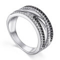 wholesale S925 Sterling Silver Zircon Multi-Row Ring for Women, European and American Fashion Personality Five-Row Stackable Ring-0-4