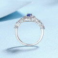 wholesale 925 Sterling Silver Moissanite Ring Women's Sapphire Blue Oval Halo Ring, High-end Icy Style Ins Aesthetic-0-2