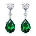 wholesale Metal Material: New European and American High Carbon Diamond Pear Drop 10*14 Green Diamond Earrings Ear Studs Women Cross-Border Style-0-5