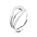 wholesale S925 Sterling Silver Line Circle Irregular Geometric Ring, Trendy and Versatile Index Finger Ring for Women-0-4