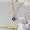 wholesale S925 Silver Plated 14K Gold Snowflake Design Pearl and Star Sapphire Pendant-0-3