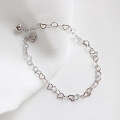 wholesale S925 Sterling Silver Korean Style Hollow Heart Shape Student Bracelet Jewelry-0-1