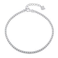 wholesale S925 Sterling Silver European and American Tennis Chain Bracelet for Women 234MM Single Row Full Diamond Zirconia Beaded Bracelet Bangle Jewelry-DY150030-SW-WH#18 925 Silver