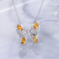 wholesale 925 Sterling Silver Butterfly Collarbone Chain Fashion Elegant Socialite Necklace Blue Topaz Yellow Crystal Amethyst Pendant-0-4
