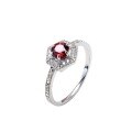 wholesale S925 silver rhodium-plated, New Year's red garnet gemstone halo set with sparkling zircon, elegant and noble women's ring wholesale-0-4