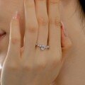 wholesale S925 sterling silver ring for women, exquisite square sugar emerald cut, stylish and sophisticated with a European flair, featuring round diamonds-0-0