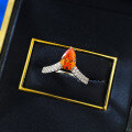 wholesale 925 Silver New Style Fanta Orange Micro-Paved Full Diamond Ring 6*9 Pear-Shaped Orange Playful Orange Live Stream Style-0-3