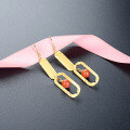 wholesale S925 sterling silver small designer-style new Chinese trendy earrings with strawberry quartz, retro stud jewelry wholesale-0-3