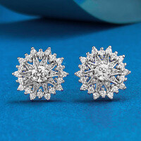 wholesale S925 silver jewelry, Christmas-themed fashionable and unique snowflake astrolabe earrings, daily wear versatile women's style-E590 Snowflake Earrings>925 Silver