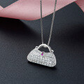 wholesale S925 silver with diamond zirconia creative and unique small chic style bag pendant women Korean version fashionable elegant necklace accessory-0-2