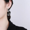 wholesale S925 Sterling Silver Korean Style Elegant Small Chanel-inspired Zircon and Pearl Drop Earrings-0-2