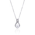 wholesale 925 Sterling Silver Micro-Inlaid Zircon Pearl Necklace, Light Luxury Design Sense Collarbone Chain, Fashionable Temperament Shell Pearl Pendant Necklace-0-4