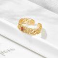wholesale S925 silver gold-plated retro lace ring openable heart pomegranate luxury wide ring for women-0-3