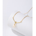 wholesale S925 Sterling Silver Freshwater Pearl Necklace for Women, Minimalist and Elegant, Unique Design, Versatile Collarbone Chain with Pendant-0-0
