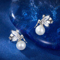 wholesale S925 Silver Earrings, Pearl Bead and Zircon Stud Earrings, Exquisite and Unique High-End Style Ins Ear Accessories-0-2