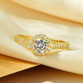 Metal Alloy Light Luxury Round Diamond Ring with Micro-Set 5A Zircon-0-1