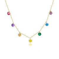 wholesale S925 Sterling Silver Minimalist Colored Zircon Necklace For Women,-A3136-Colored Zirconium 925 Silver