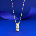 wholesale S925 Silver Gold-Plated Three-Diamond Bar Pendant Necklace for Women, Designed for Cross-Border Hot Sales-0-0