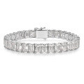 wholesale Sterling silver emerald cut full pave bracelet for women, lightweight luxury style, bestseller on independent websites-0-4