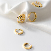 wholesale Sterling silver ear clips, Korean style summer fresh literary geometric engraved sweet ear accessories M00393-S925 silver pair small 1cm silver 925 silver