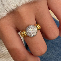 wholesale S925 Sterling Silver New Jewelry French Chubby Micro-Pave Ring Fashionable Euro-American Piece for Everyday Wear-R975 Gold Ring>Size 8