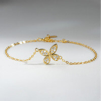 S925 Sterling Silver D Color Moissanite Butterfly Bracelet for Women-Inlaid with moissanite  925 silver