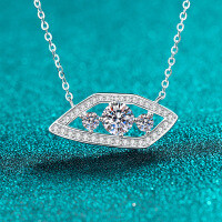 S925 Sterling Silver Moissanite Wide-Eye Pendant, Trendy and Versatile Gift.-6.5mm zircon  925 silver