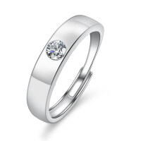 S925 Silver Moissanite XYL New Men's Straight Row Ring for Cross-Border Wholesale-0.3CT [Superior White Moissanite]  Adjustable Opening