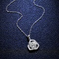 925 Silver Pendant with 1-Carat Moissanite Women's Camellia Necklace-0-1