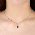 wholesale S925 Silver European and American Minimalist Fashion Natural Amethyst Pendant Necklace-0-2