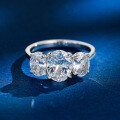 Sterling Silver Egg-Shaped Three-Life Stone Ring with Moissanite-0-4