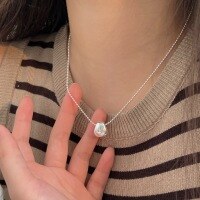 wholesale S925 Sterling Silver Oval Pendant Necklace for Women, Minimalist Collarbone Chain, Small Ins Style with a Premium Feel-Sterling silver