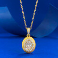 wholesale S925 Gold-Plated Silver Vintage Egg-Shaped Brushed Pendant 5*7mm High-End Versatile Design Necklace-0-0