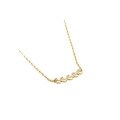 wholesale 14K Gold Plated S925 Silver French Light Luxury Leaf Design White Zircon Necklace-0-4