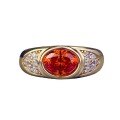wholesale S925 Silver Gold-Plated, Stunning Jewelry Live New Arrival 6*8 Sunset Orange Ice-Cut High-Carbon Diamond Ring for Women, Plump Design-0-4