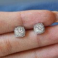 S925 Silver Moissanite Stud Earrings with Luxury Square Box-0-2