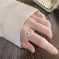 wholesale S925 Sterling Silver Cross-Border Minimalist Geometric Interlocking Loop Irregular Personality Open Ring-0-3