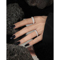 wholesale S925 Sterling Silver JT542 Korean-style Ins Minimalist Bright Color Sparkling Sand Luxury Advanced Geometric Frosted Ring for Women-0-2