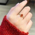 wholesale S925 Sterling Silver Red Elk Full Body Ring for Women, Gift, French Style, Luxury, Niche, Versatile Olive Branch, Commute and Daily Wear-0-3