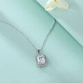 wholesale 925 Sterling Silver Women's Wholesale European and American Style Fashion Rectangle Zircon Square Pendant Choker Necklace-0-3
