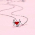 wholesale S925 Sterling Silver Heart-shaped U-shaped Two-in-One Pendant Necklace for Women, Fashionable, High-end, Korean Style, Minimalist, Niche, Versatile-0-2
