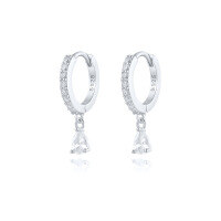 wholesale Brass Luxury High-end Crystal-embellished Colored Teardrop Ear Cuffs,ins。-Platinum-White Diamond